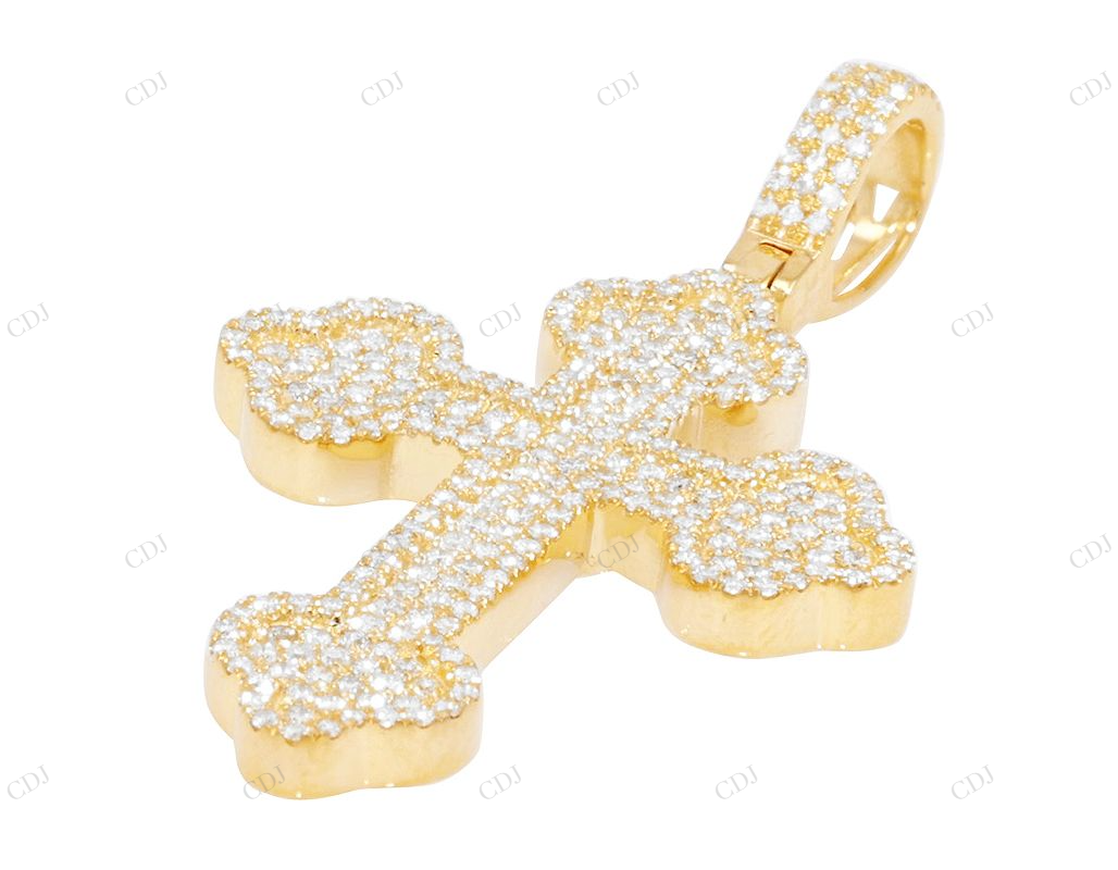 2.1 Inch Clover Cross Lab Grown Diamond Pendant In White Gold Hip Hop Pendent CustomDiamJewel