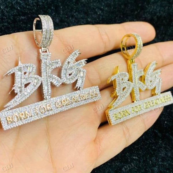 Baguette Diamond BKG Letter Pendant hip hop jewelry CustomDiamJewel