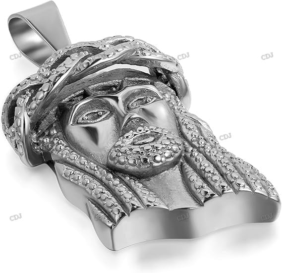 Custom Sterling Silver Crown Head Jesus Pendant hip hop jewelry CustomDiamJewel