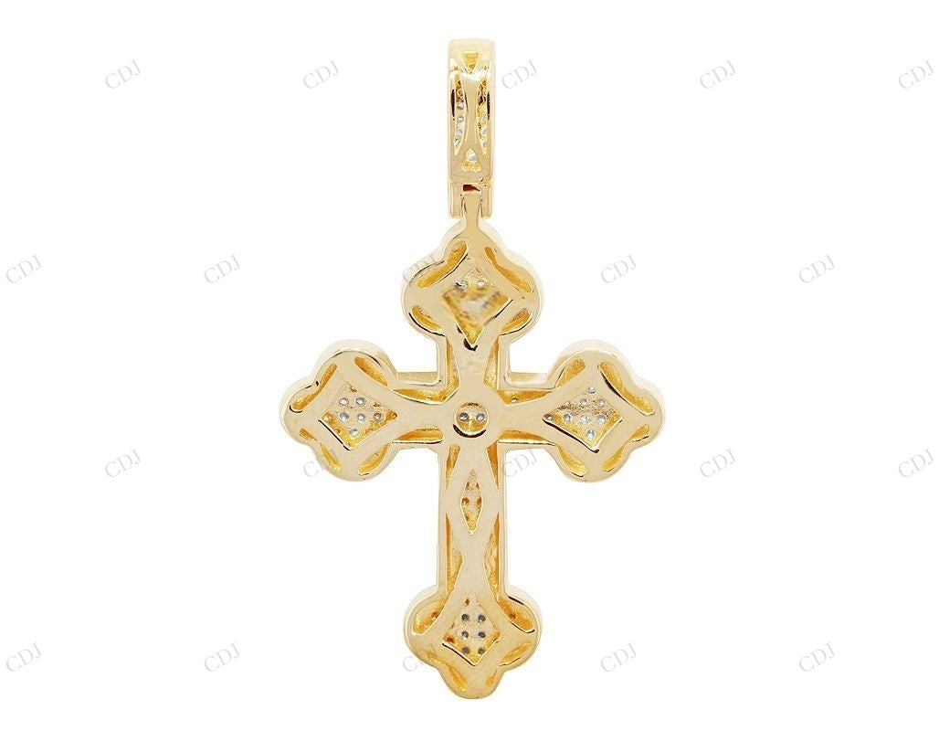 2.1 Inch Clover Cross Lab Grown Diamond Pendant In White Gold Hip Hop Pendent CustomDiamJewel