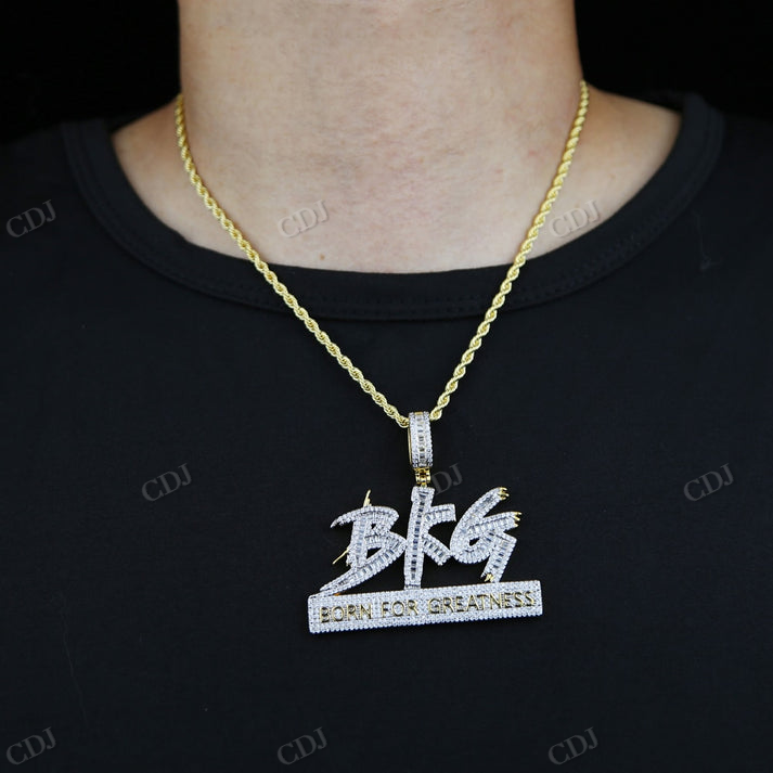 Baguette Diamond BKG Letter Pendant hip hop jewelry CustomDiamJewel