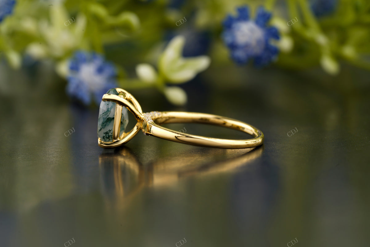 Cushion Moss Agate Solitaire Ring customdiamjewel