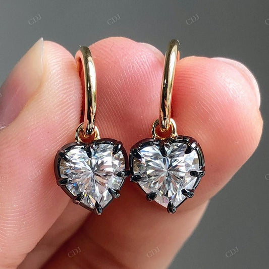 Heart Cut Lab Grown Diamond Gold Earrings customdiamjewel