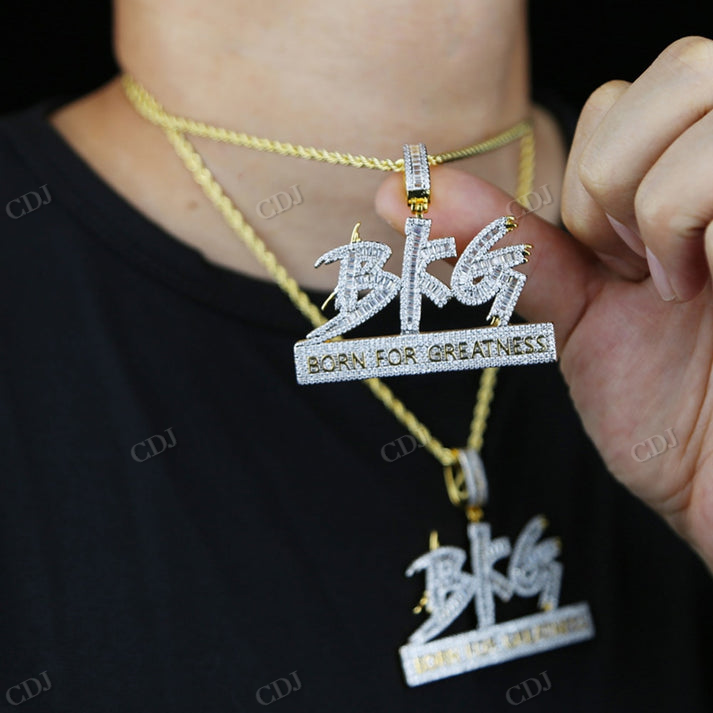 Baguette Diamond BKG Letter Pendant hip hop jewelry CustomDiamJewel
