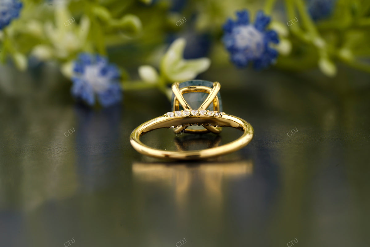 Cushion Moss Agate Solitaire Ring customdiamjewel