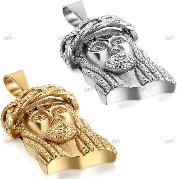 Custom Sterling Silver Crown Head Jesus Pendant hip hop jewelry CustomDiamJewel