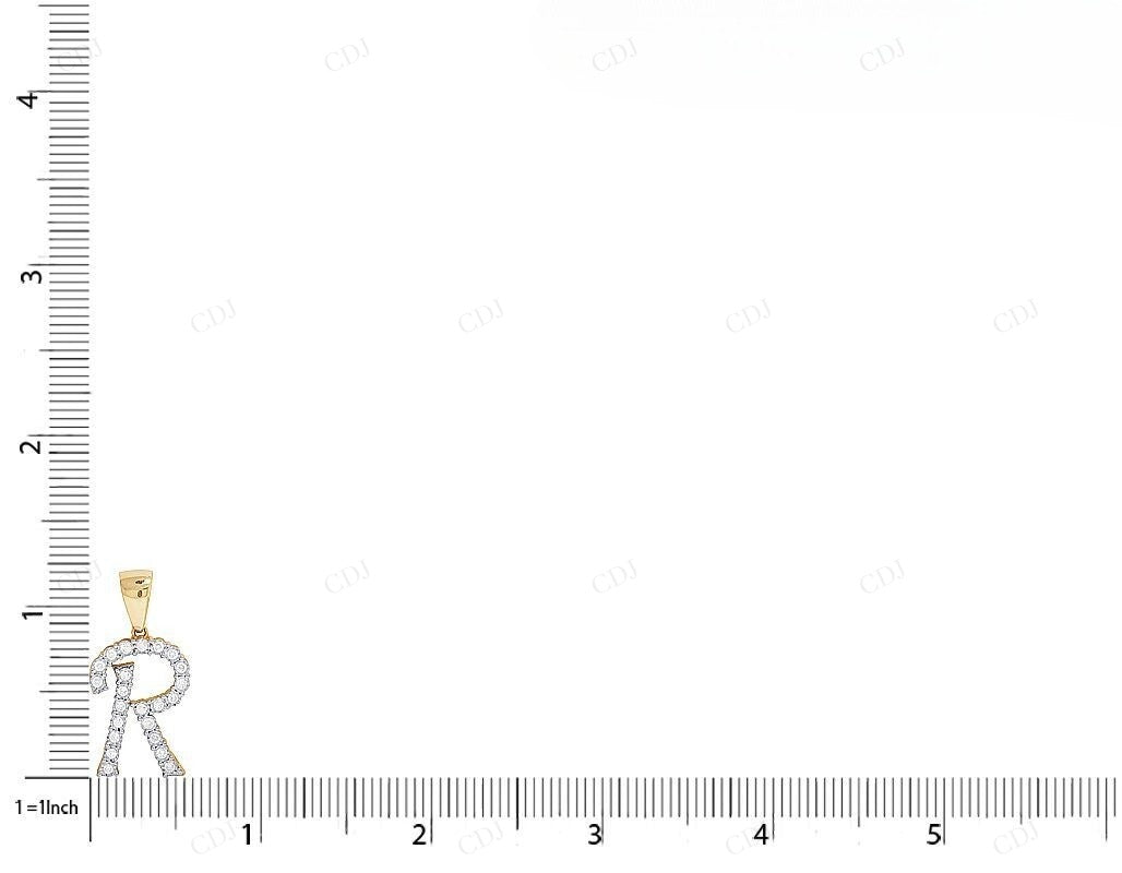 0.50 CTW 10K Gold Diamond Initial R Letter Pendant CustomDiamJewel