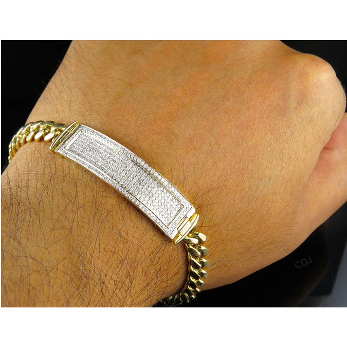Silver Moissanite Trendy ID Cuban Bracelet For Mens hip hop jewelry CustomDiamJewel