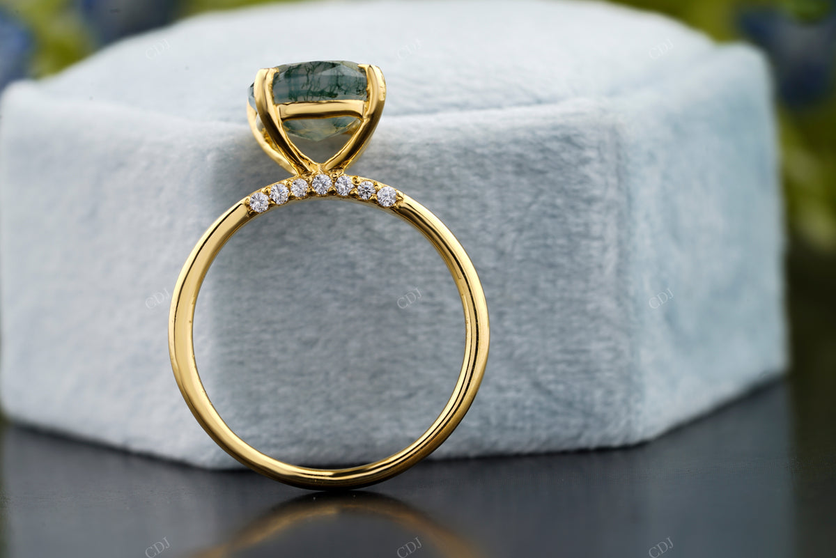 Cushion Moss Agate Solitaire Ring customdiamjewel