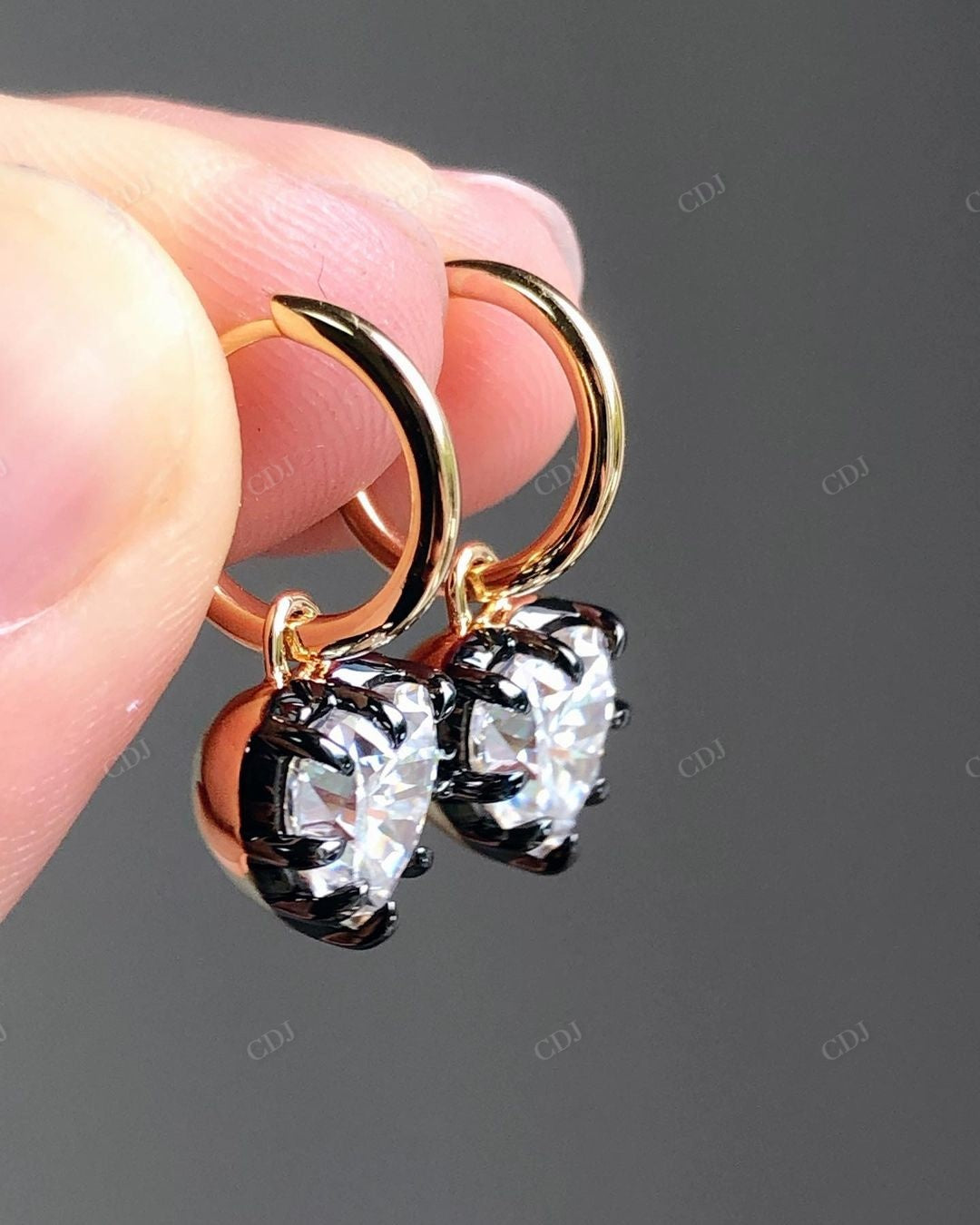 Heart Cut Lab Grown Diamond Gold Earrings customdiamjewel