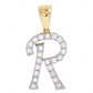 0.50 CTW 10K Gold Diamond Initial R Letter Pendant CustomDiamJewel