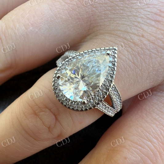 Moissanite Halo Pear Cut Engagement Ring  customdiamjewel   