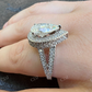 Moissanite Halo Pear Cut Engagement Ring  customdiamjewel   