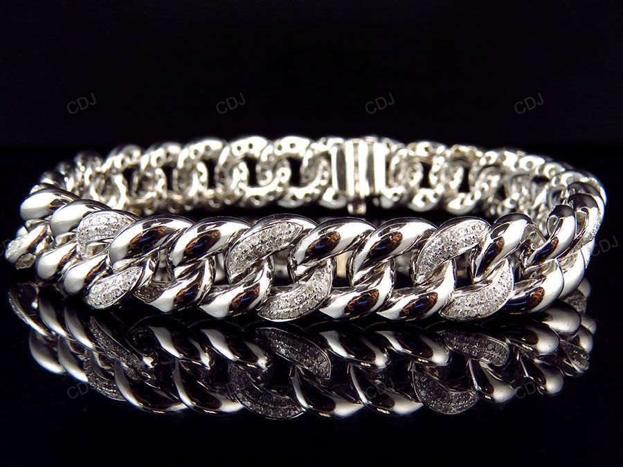 13MM Silver Moissanite Miami Cuban Bracelet For Men hip hop jewelry CustomDiamJewel