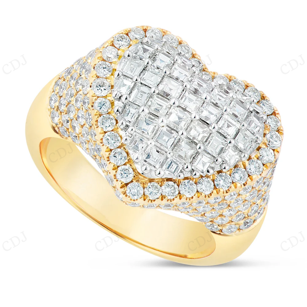 14Kt Gold 3ct Emerald Moissanite Diamond Heart Statement Ring hip hop jewelry CustomDiamJewel