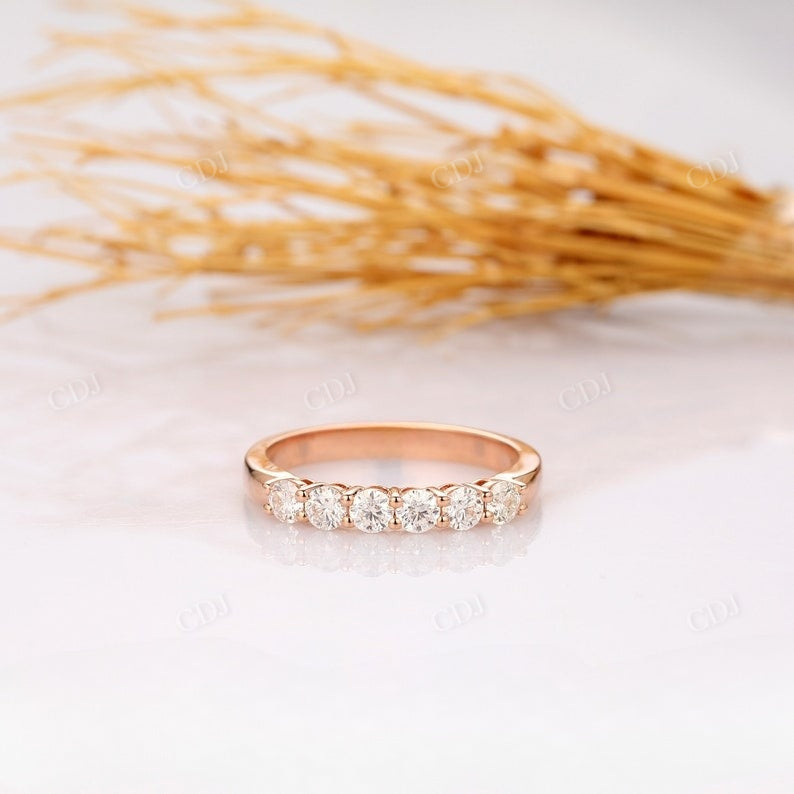 0.6CTW Six Round Cut Natural Diamond Wedding Band Wedding Band customdiamjewel 10 KT Solid Gold Rose Gold VVS-EF