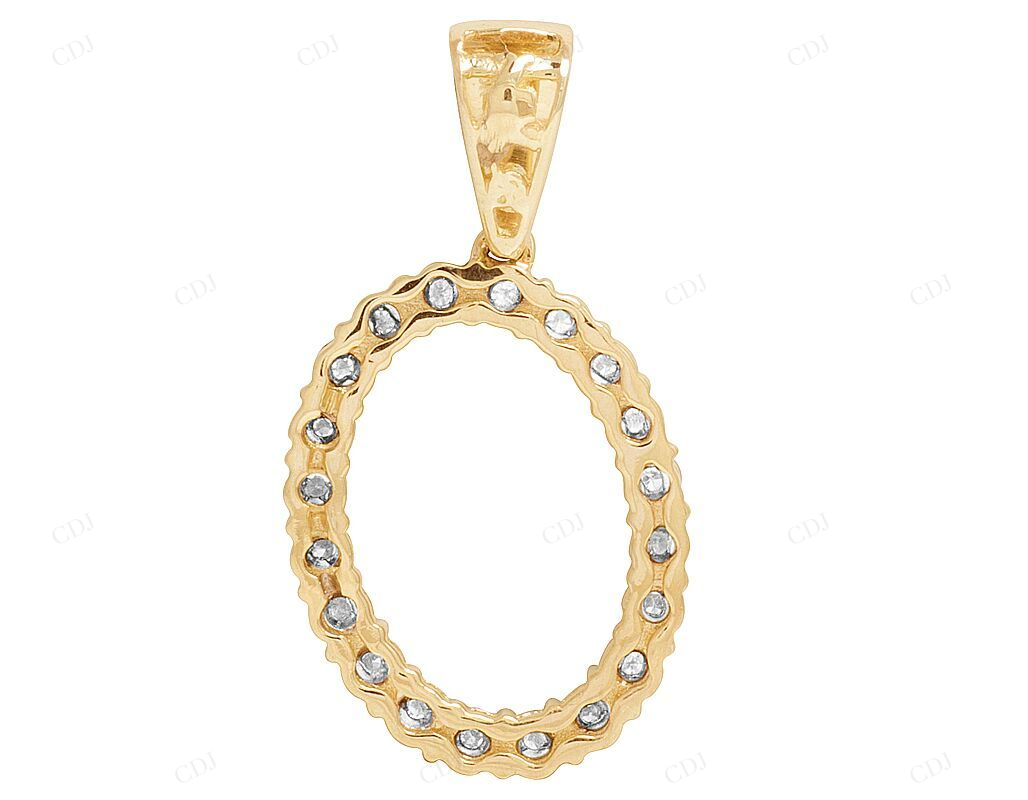 10K Gold Natural Diamond 1" Initial O Letter Pendant CustomDiamJewel