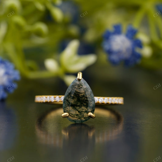 Pear Shaped Moss Agate Solitaire Ring customdiamjewel