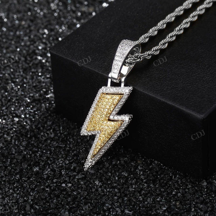 Hip Hop Lightning Two Tone Pendant hip hop jewelry CustomDiamJewel
