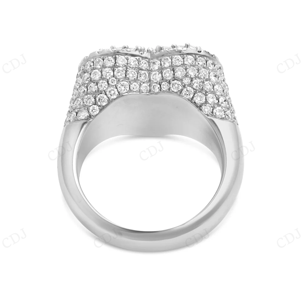 14Kt Gold 3ct Emerald Moissanite Diamond Heart Statement Ring hip hop jewelry CustomDiamJewel