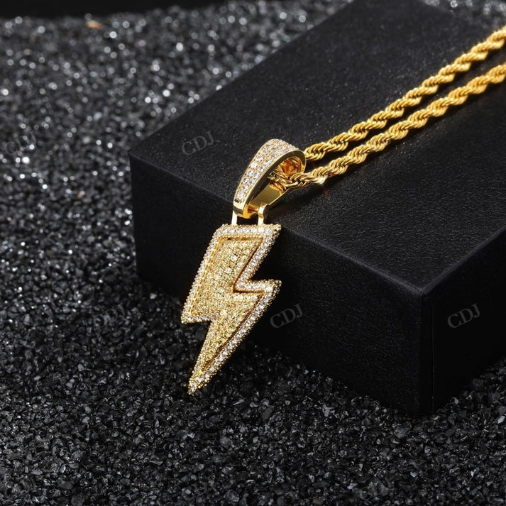 Hip Hop Lightning Two Tone Pendant hip hop jewelry CustomDiamJewel
