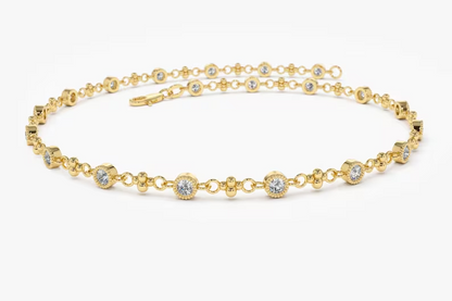 0.45CTW Moissanite Bezel Set Diamond Bracelet  customdiamjewel Sterling Silver Yellow Gold VVS-EF