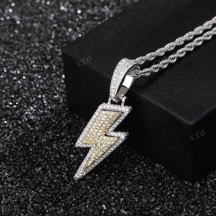 Hip Hop Lightning Two Tone Pendant hip hop jewelry CustomDiamJewel