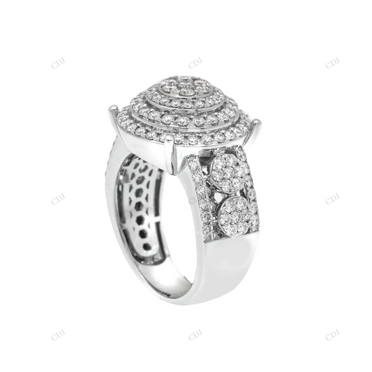 Silver Moissanite Round Diamond Cluster Ring hip hop jewelry customdiamjewel