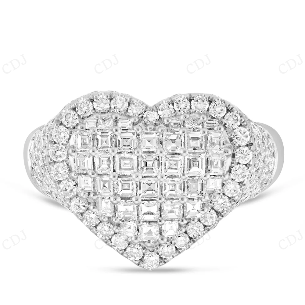 14Kt Gold 3ct Emerald Moissanite Diamond Heart Statement Ring hip hop jewelry CustomDiamJewel