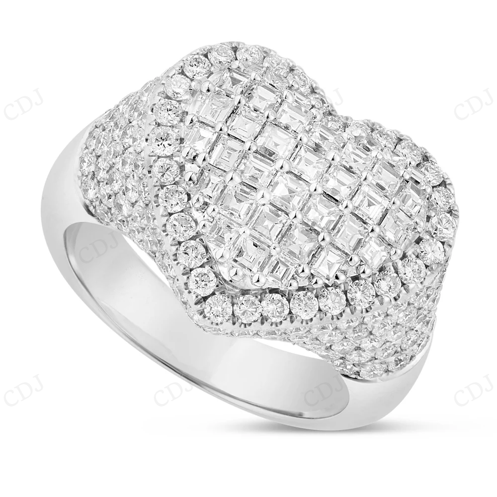 14Kt Gold 3ct Emerald Moissanite Diamond Heart Statement Ring hip hop jewelry CustomDiamJewel