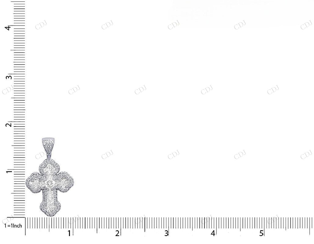 14K White Gold Lab Grown Diamond 1 Inch Cross Pendant Hip Hop Pendent CustomDiamJewel