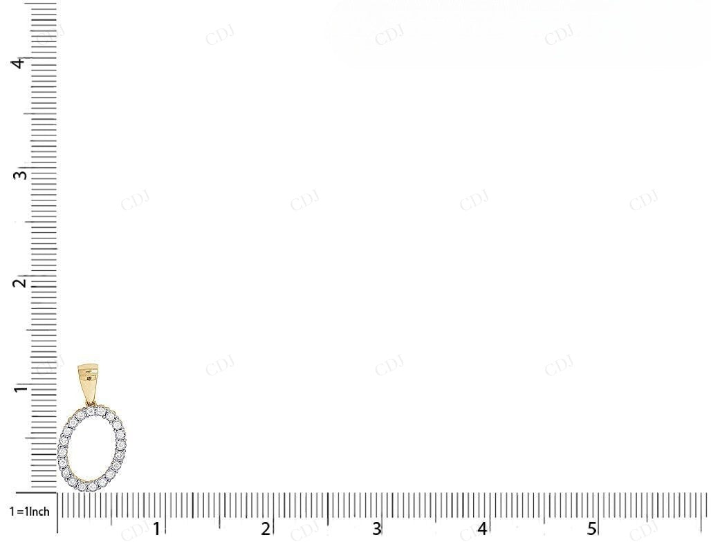 10K Gold Natural Diamond 1" Initial O Letter Pendant CustomDiamJewel