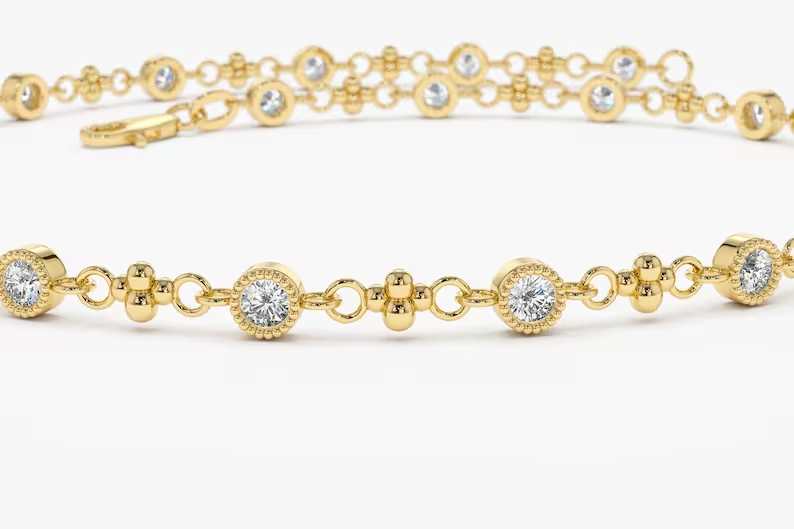0.45CTW Moissanite Bezel Set Diamond Bracelet  customdiamjewel   