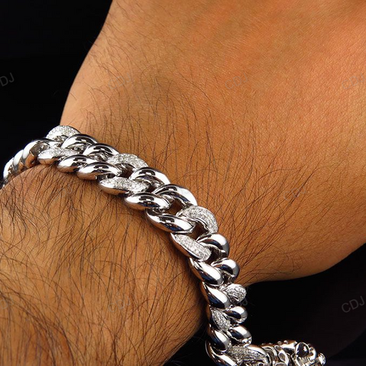 13MM Silver Moissanite Miami Cuban Bracelet For Men hip hop jewelry CustomDiamJewel