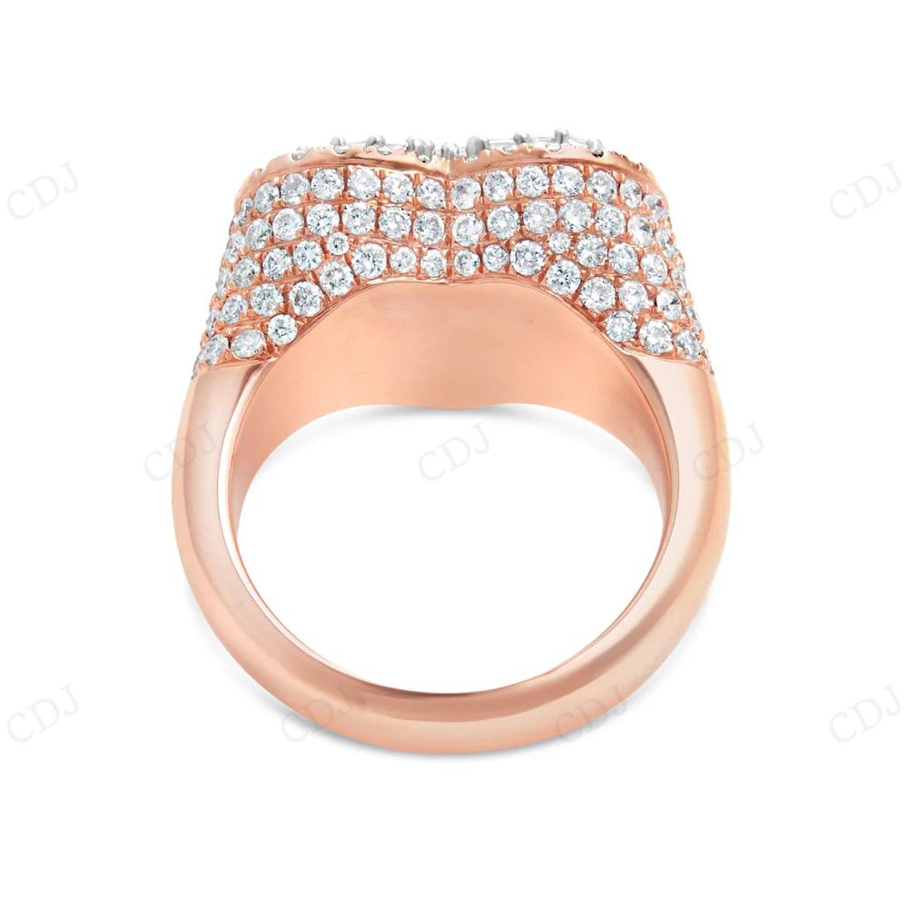 14Kt Gold 3ct Emerald Moissanite Diamond Heart Statement Ring hip hop jewelry CustomDiamJewel