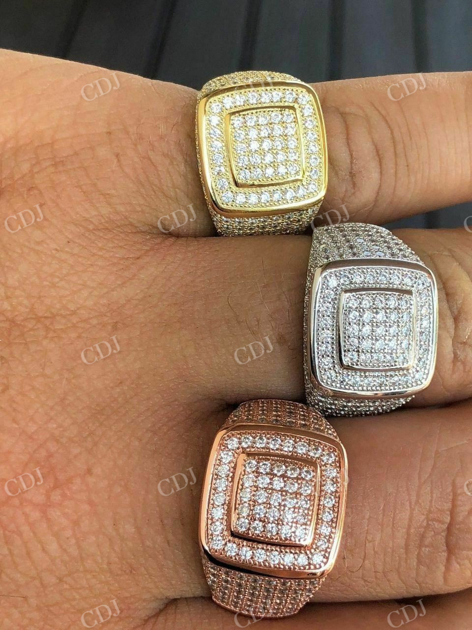 14K Gold Lab Grown Diamond Icy Hip Hop Ring  customdiamjewel   