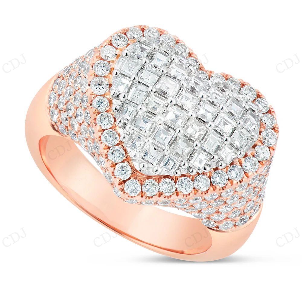 14Kt Gold 3ct Emerald Moissanite Diamond Heart Statement Ring hip hop jewelry CustomDiamJewel