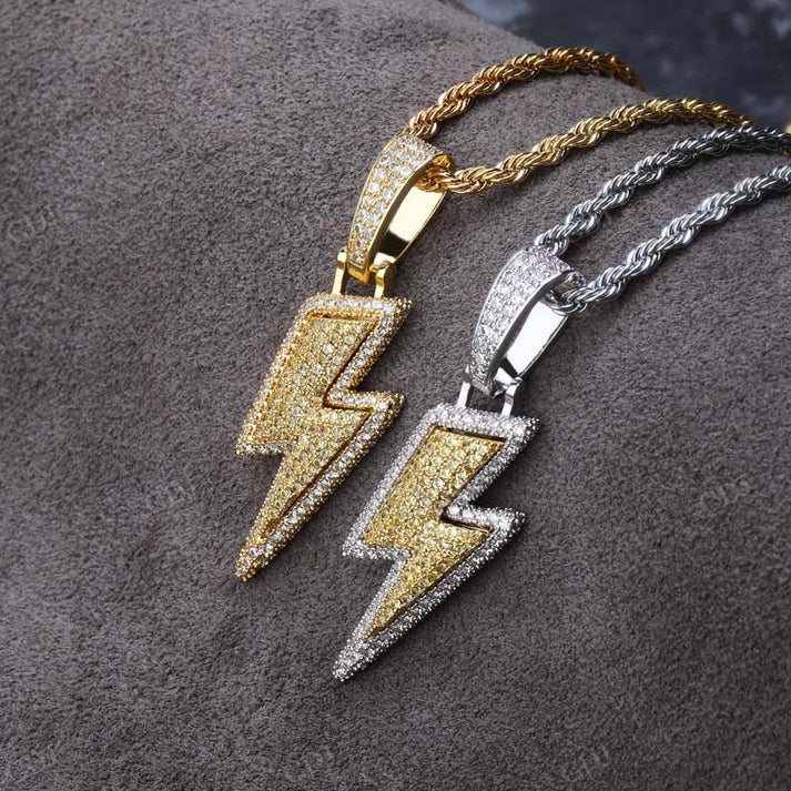 Hip Hop Lightning Two Tone Pendant hip hop jewelry CustomDiamJewel
