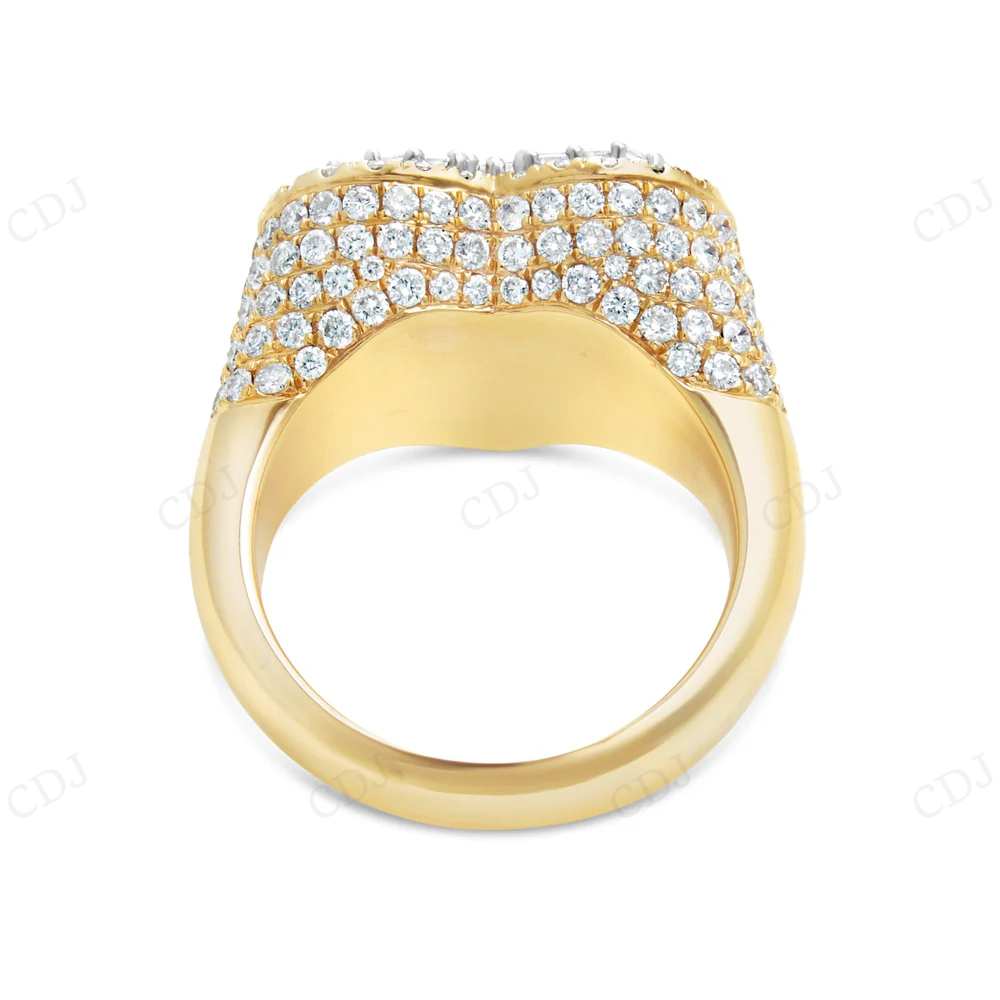 14Kt Gold 3ct Emerald Moissanite Diamond Heart Statement Ring hip hop jewelry CustomDiamJewel