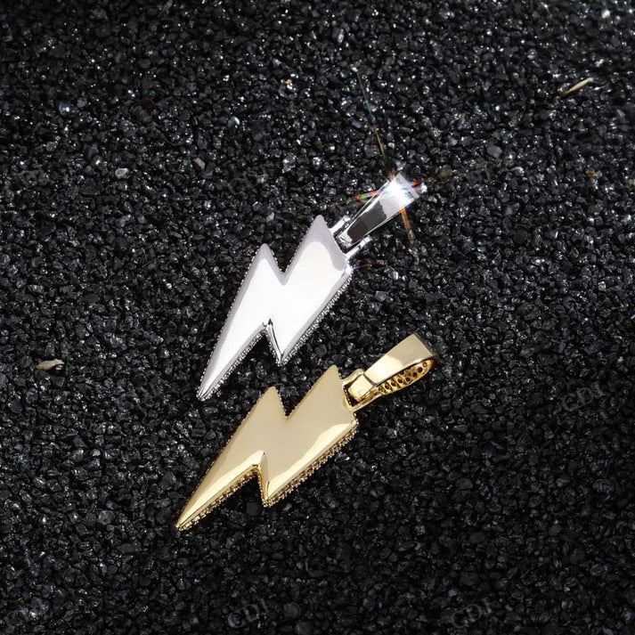Hip Hop Lightning Two Tone Pendant hip hop jewelry CustomDiamJewel