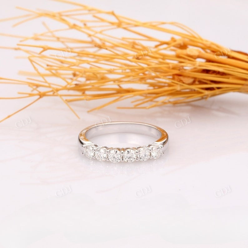 0.6CTW Six Round Cut Natural Diamond Wedding Band Wedding Band customdiamjewel 10 KT Solid Gold White Gold VVS-EF
