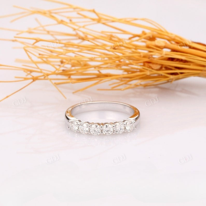 0.6CTW Six Round Cut Natural Diamond Wedding Band Wedding Band customdiamjewel 10 KT Solid Gold White Gold VVS-EF