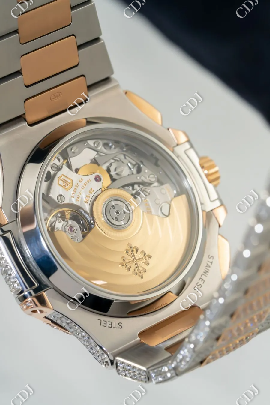 Blue Dial Chrono Set Iced Out Hip Hop Moissanite Patek Philippe Watches customdiamjewel