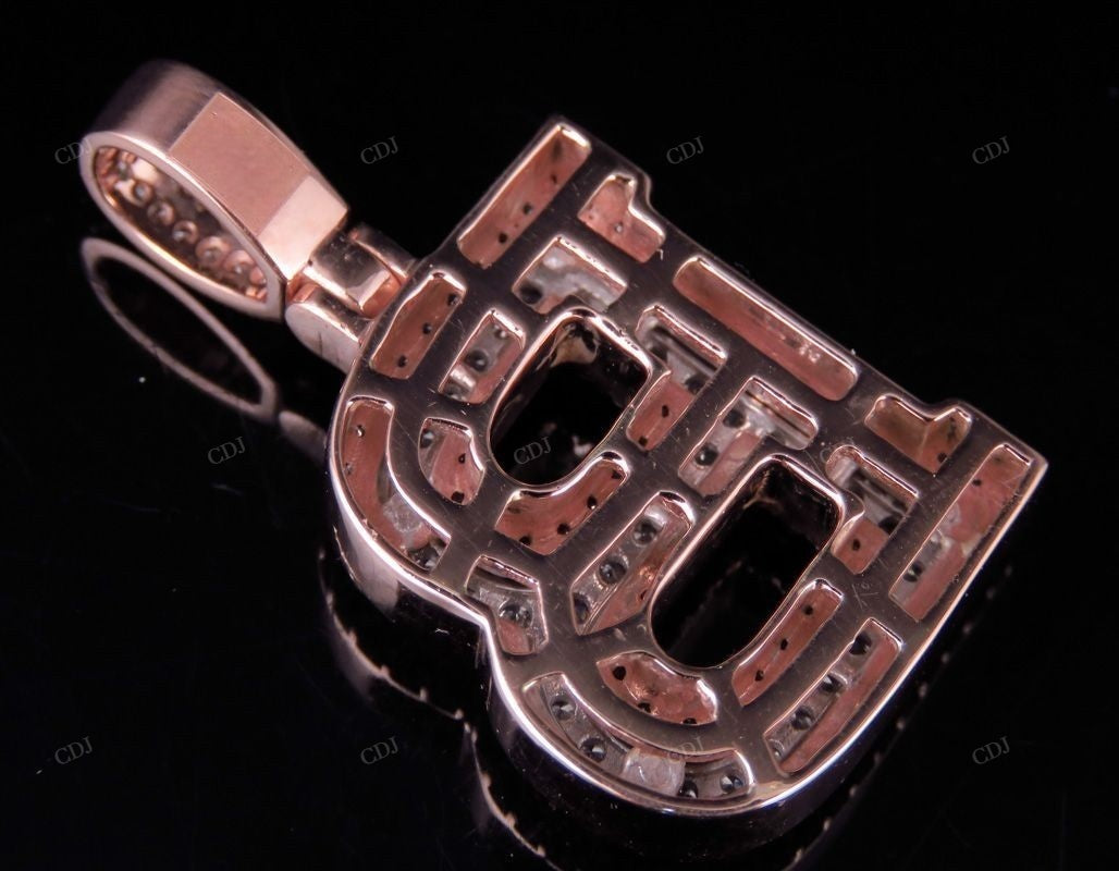 1.5" 1.8 CTW 14K Gold Natural Diamond Initial B Letter Pendant CustomDiamJewel