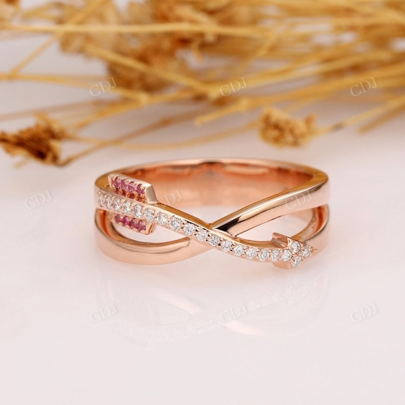 Pink Sapphire Accents Moissanite Wedding Band Wedding Band customdiamjewel   