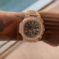 41MM Full Rose Modified Belt Moissanite Patek Philippe Watch For Men customdiamjewel