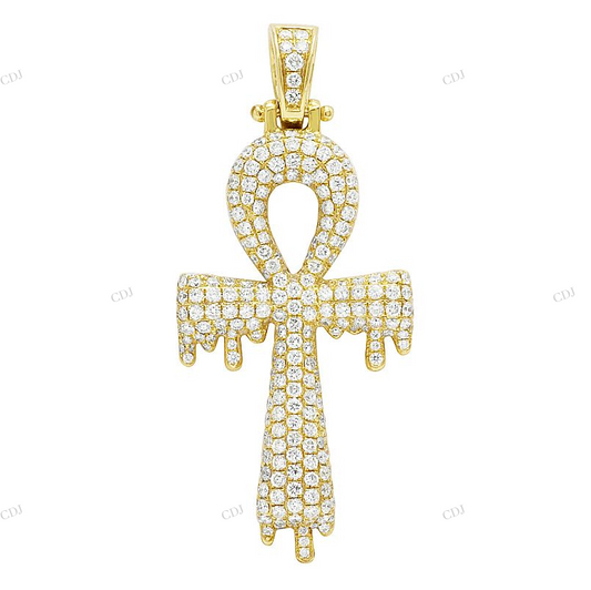 Iced Out Ankh Dripping Cross Pendant hip hop jewelry CustomDiamJewel