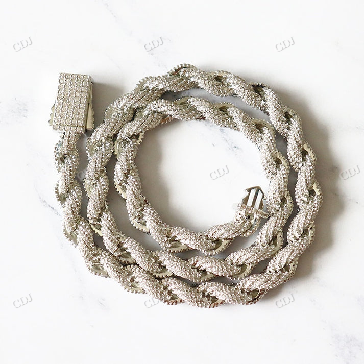 8MM Thick Iced Out Diamond Rope Chain hip hop jewelry CustomDiamJewel