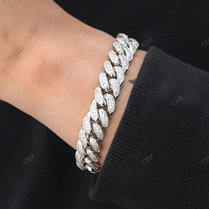 Full Ice Out Yellow Gold Plated Hip Hop Style Moissanite Cuban Link Bracelet hip hop jewelry CustomDiamJewel