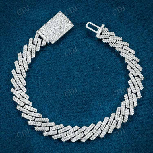 5.0CTW White Gold Diamond Cuban Link Bracelet